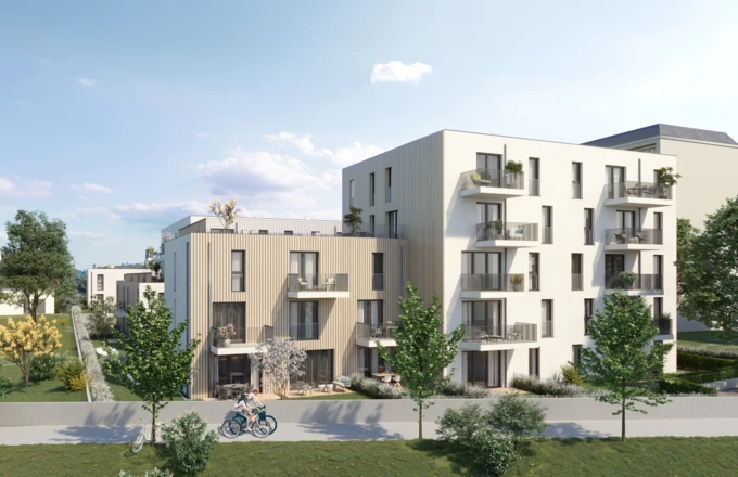 Architektonischer "Hingucker": Der Wechsel aus Wärmeschutz- und hinterlüfteter Holzfassade sorgt für Abwechslung und ein natürliches Wohnklima. Architektonischer "Hingucker": Der Wechsel aus Wärmeschutz- und hinterlüfteter Holzfassade sorgt für Abwechslung und ein natürliches Wohnklima.